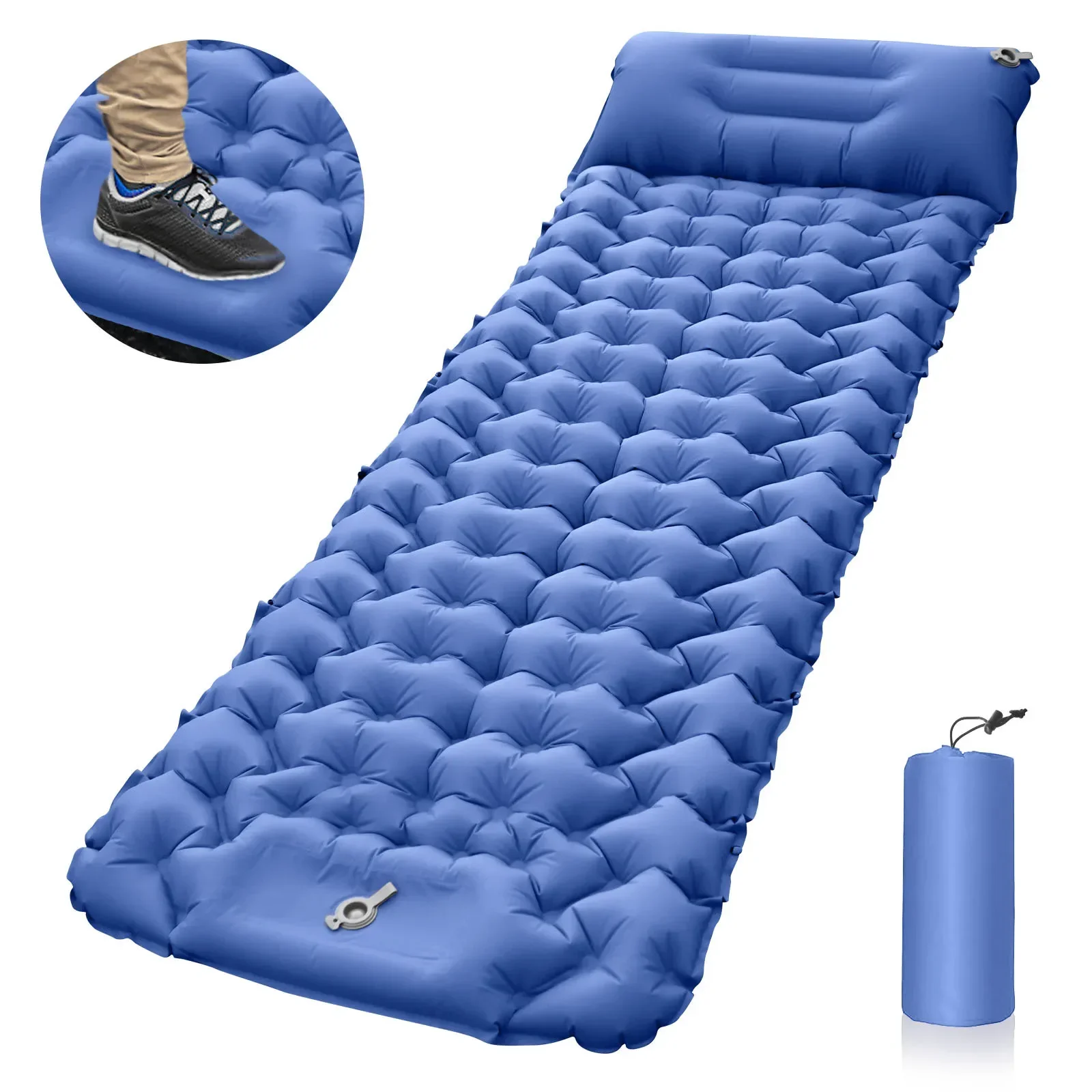 

196x68CM Outdoor Sleeping Pad Camping Inflatable Mattress with Pillows Travel Mat Folding Bed Ultralight Air Cushion Hiking Pad