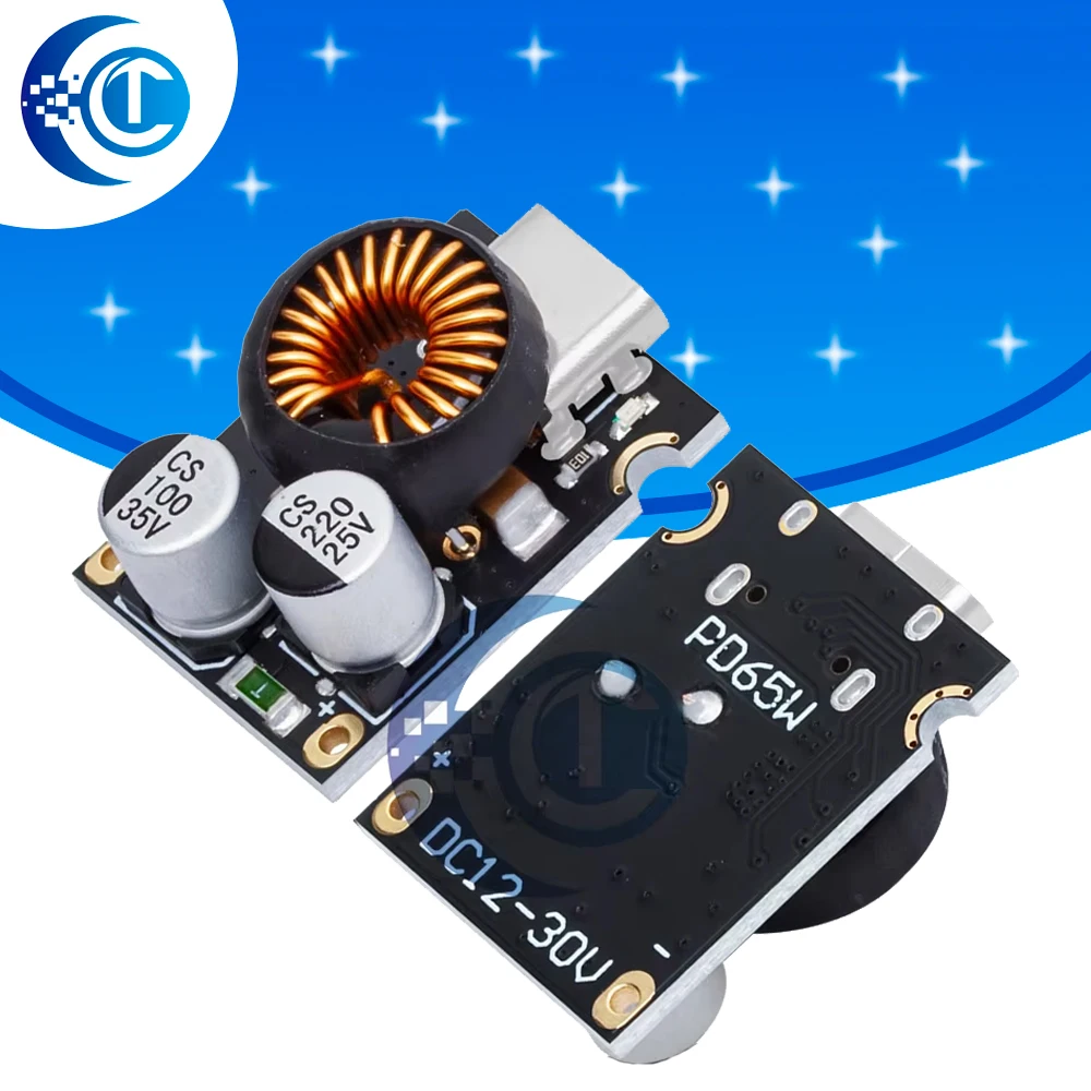 Type-C 65W PD Fast Charging Board, PD3.0 PPS QC3.0 FCP SCP AFC Multi-protocol Charger Module, 1PC