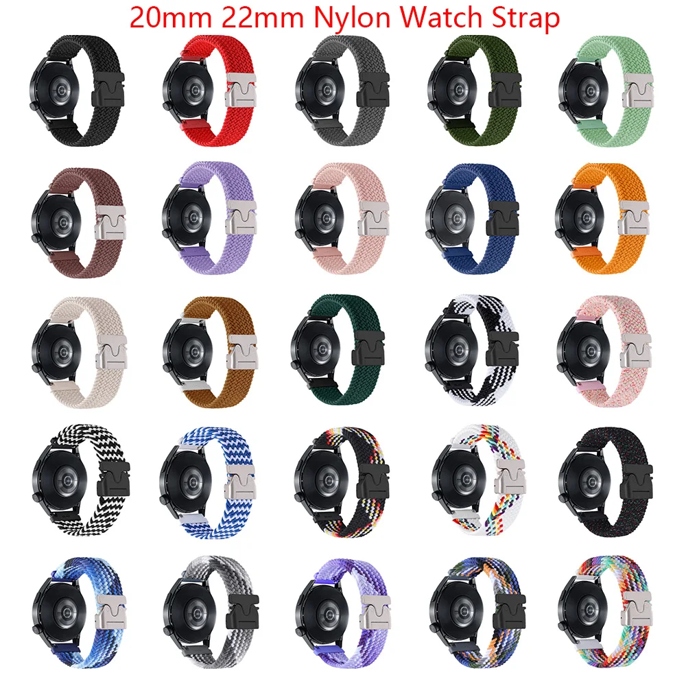 20mm 22mm Nylon Watch Strap for Samsung Watch 7 6 5 HUAWEI Watch Garmin Active5 Forerunner 265 965  Parachute Buckle