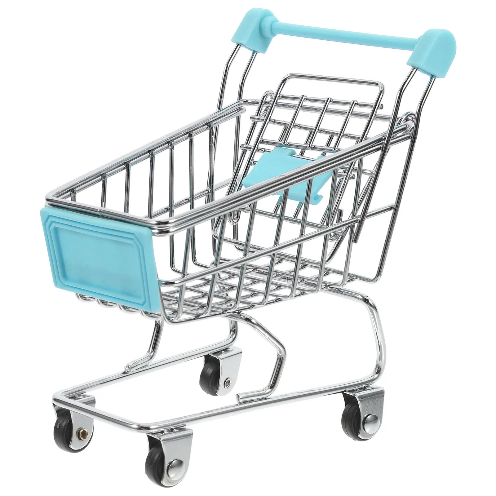 Mini Shopping Basket Toy Cart Tiny Miniature Metal Delicate Little Iron Trolley Child