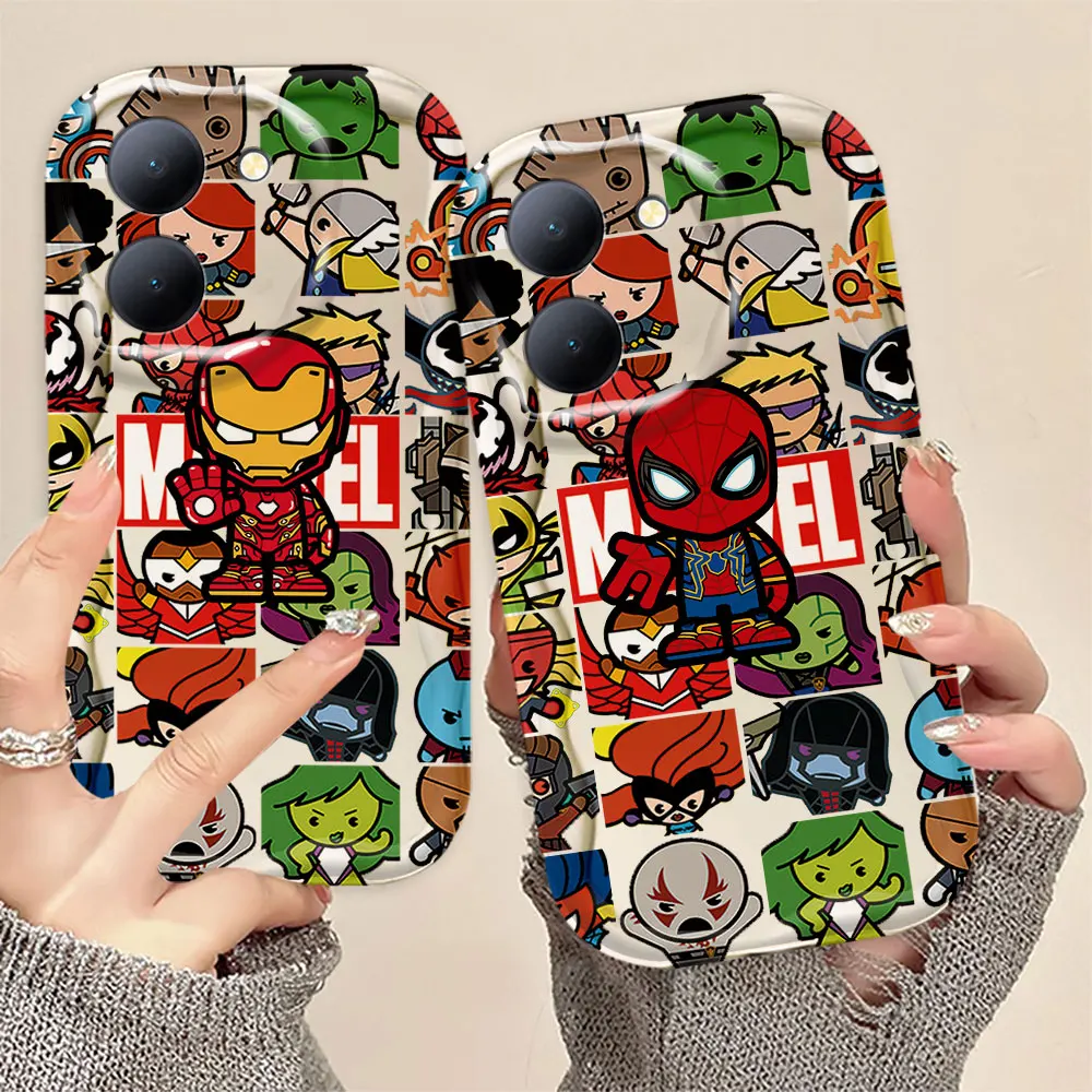 Iron Spider-Man Groot 3D Wave Case For VIVO Y01 Y02S Y03 Y15S Y16 Y17 Y19 Y20 Y21 Y21 Y22 Y35 Y50 Y73 Y77 Y78 Y36 Y76 Y100 Case