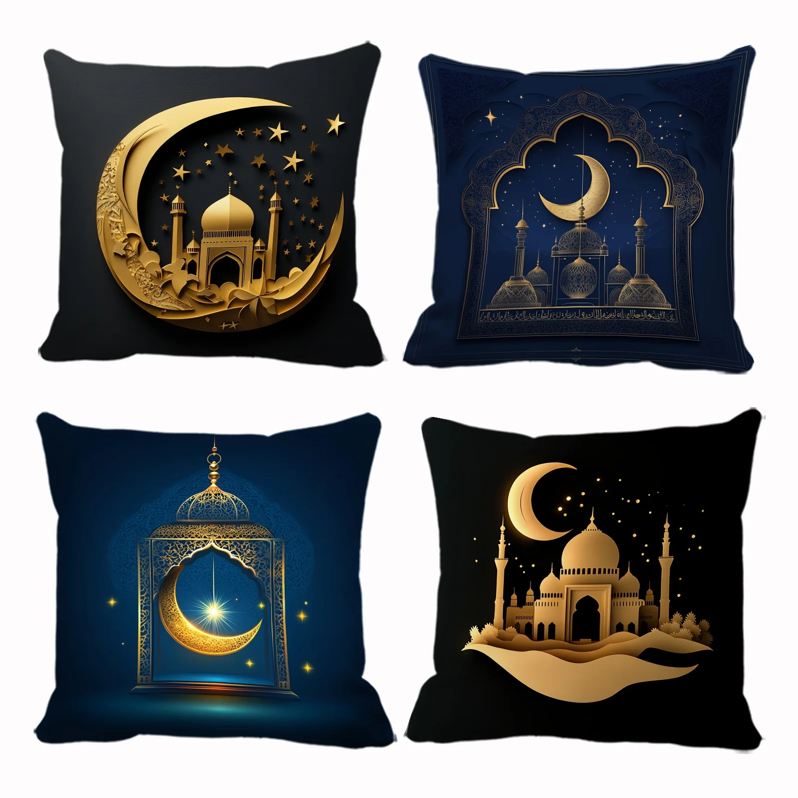 Moon Star Throw Pillow Cover Square Modern Ramadan Printed Cushion Covers Living Room Bedroom Holiday Party Decor Pillow Core