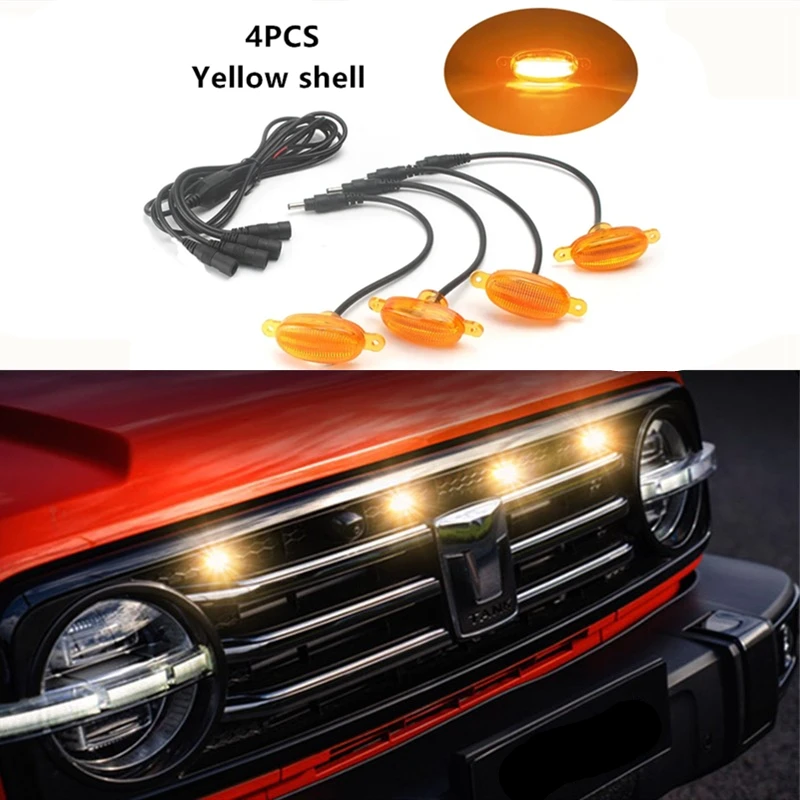 4PCS Front Grille LED Light For Jeep For Grand For Cherokee 2003-2021 Amber LED Running Lights Raptor Style Grill Car Lamps