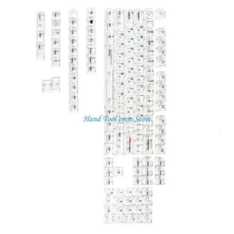 H37F Customs Russian Crystal Transparents Font Backlit Keycap Original Height, Complete Set for Mechanical Keyboards Enthusiasts