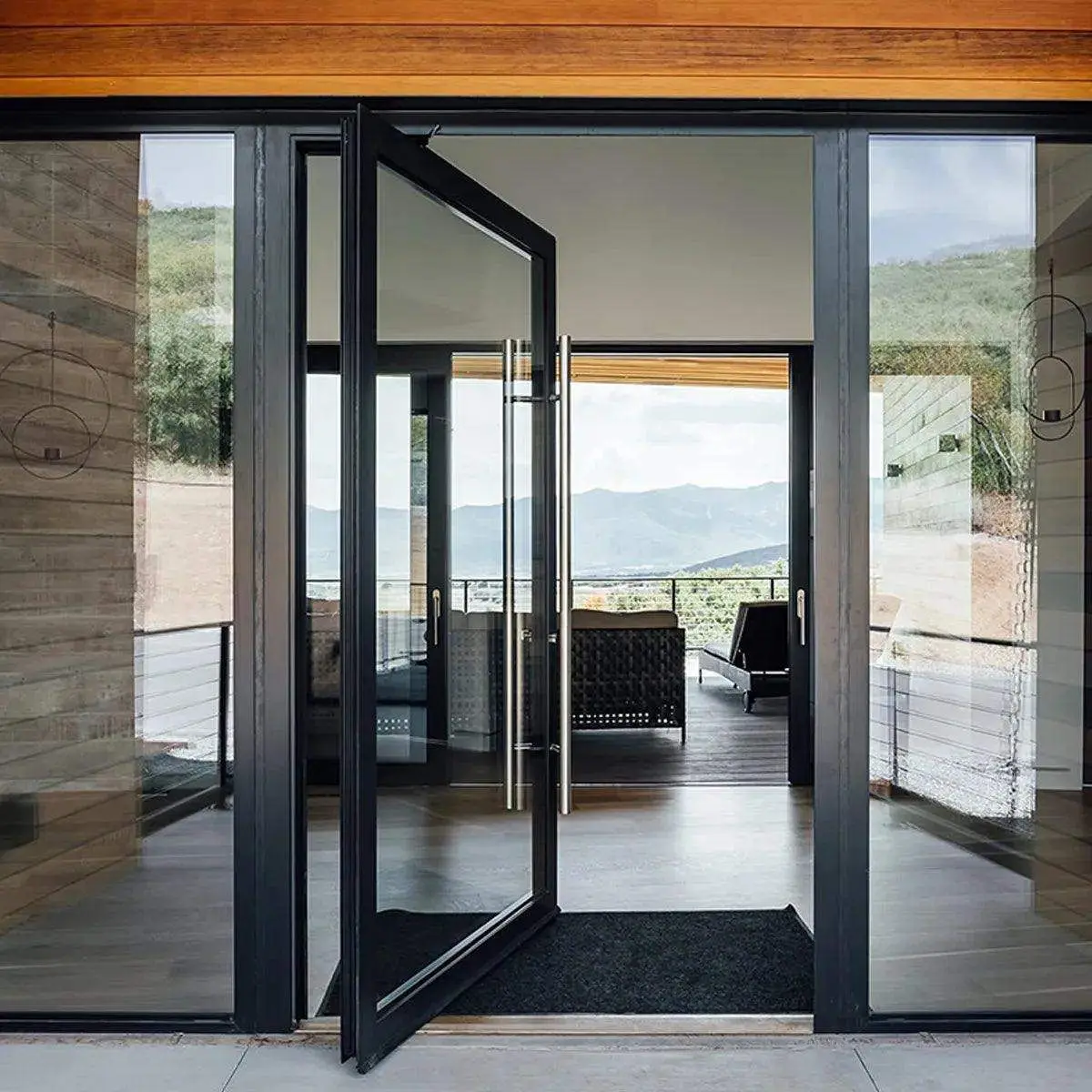 

Luxury Design Aluminum Pivot Entrance Door Thermal Break Soundproof Weatherproof for Modern Villa Pivot Door Hurricane Resistant