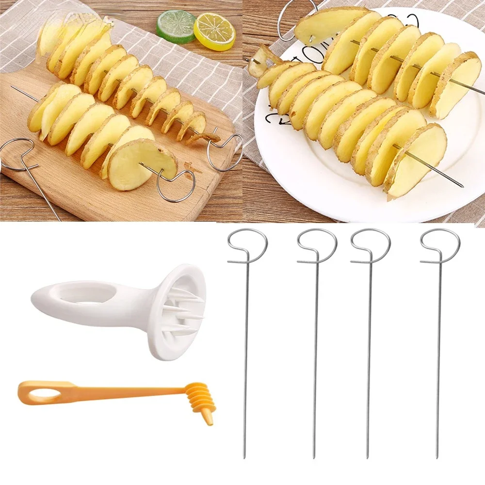 Homatter Potato Spiral Cutter DIY String Rotate Potato Chip Tower Slicer Manual Twisted Potato Cutter Kitchen Accessories Gadget