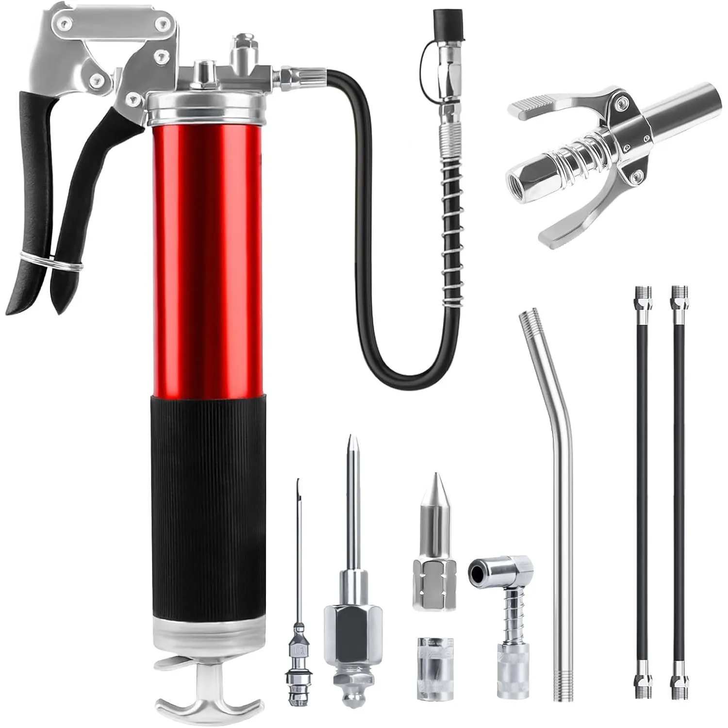 Kit Pistola Ingrassatrice 8000PSI con Impugnatura a Pistola, Accoppiatore per Pompa ad Alta Pressione, Pistola Ingrassatrice per Cartucce da 400cc, Strumento di Riparazione per Auto, SUV e Camion
