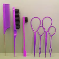 Hair Styling loop Set Toddler Topsy Rat Pony Tail Edge Comb Tools Braid Edge Brush Hairdressing Accessories for kids Women Girls 3