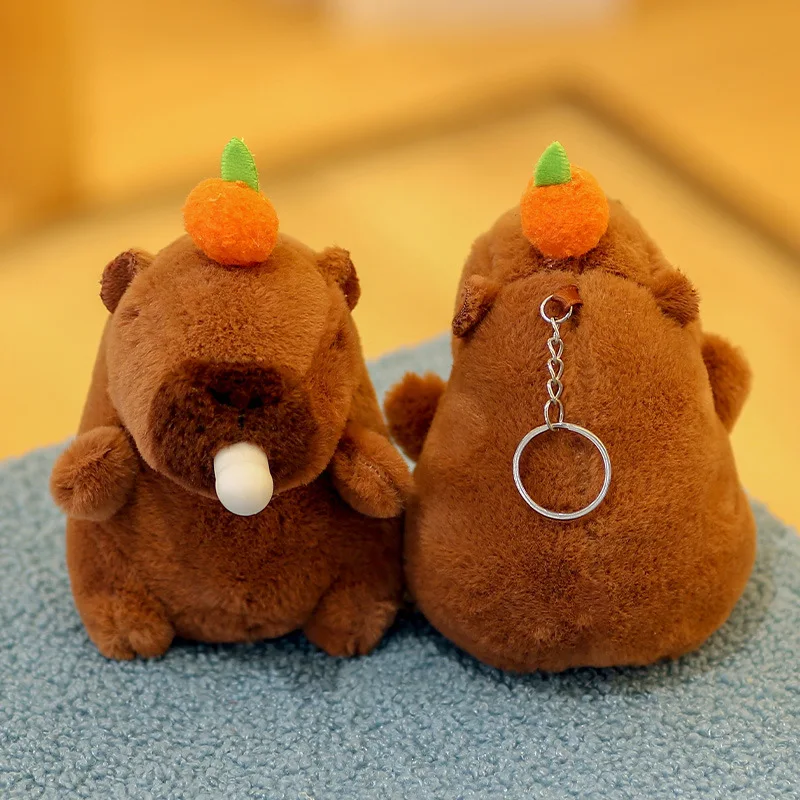 Cartoon Capybara Pendant Plush Doll Keychain Cute Sport Capybara Car Keys Keyring Creative Kawaii Stuffed Keyring Wholesale Gift