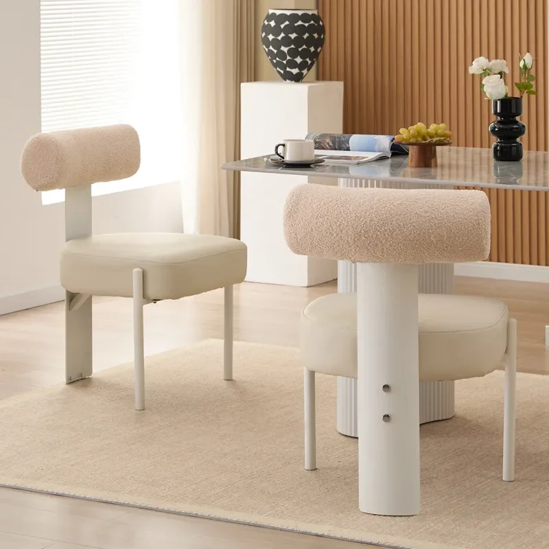 for Italian Simple Dining Table and Chairs Light Luxury Home Back Chair Cream Style Creative Coffee Milk Tea Shop Dining