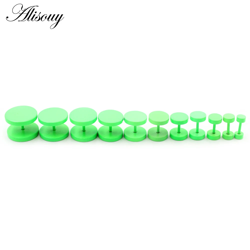 Alisouy 2PC Double Sided Round Stud Earrings White/Yellow/Green Color 4mm-14mm Men Earring Ear Jewelry