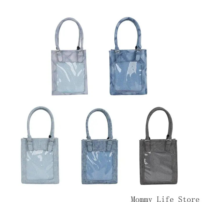 

Fashionable Shoulder Bag PU Leather Crossbody Bag With Clear Display Designs Top Handle Purse For Student Girls