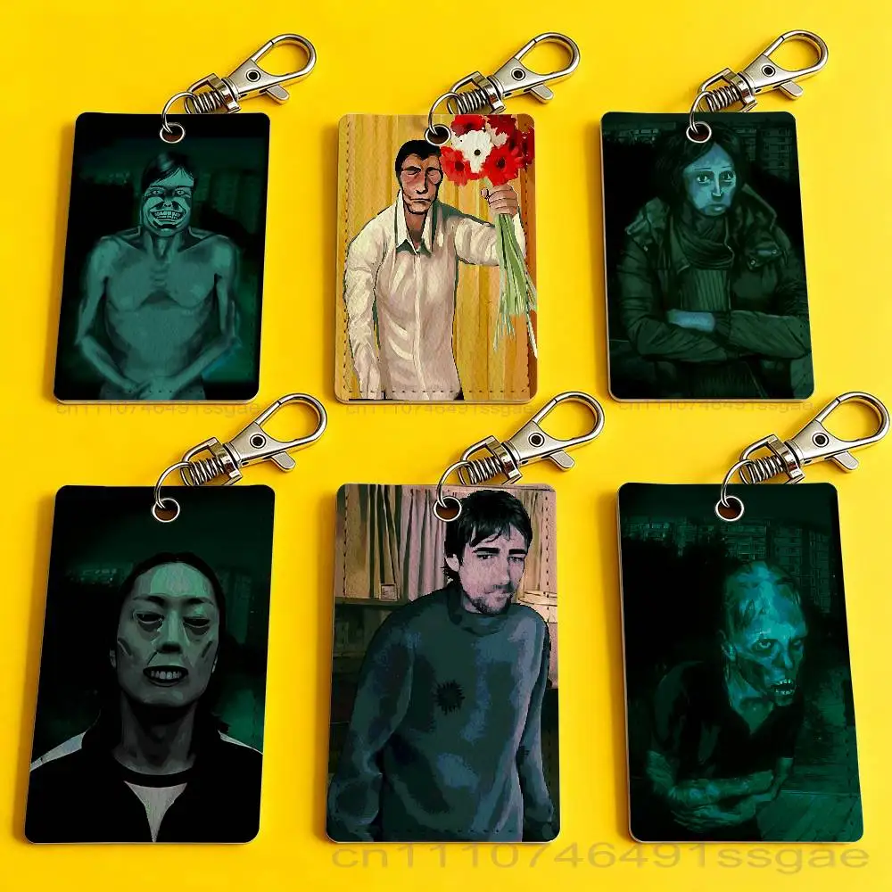 

No Im Not a H-Human Card Case Leather Card Holder Keychain Key Ring Door Access Tags ID Card Case Keychain