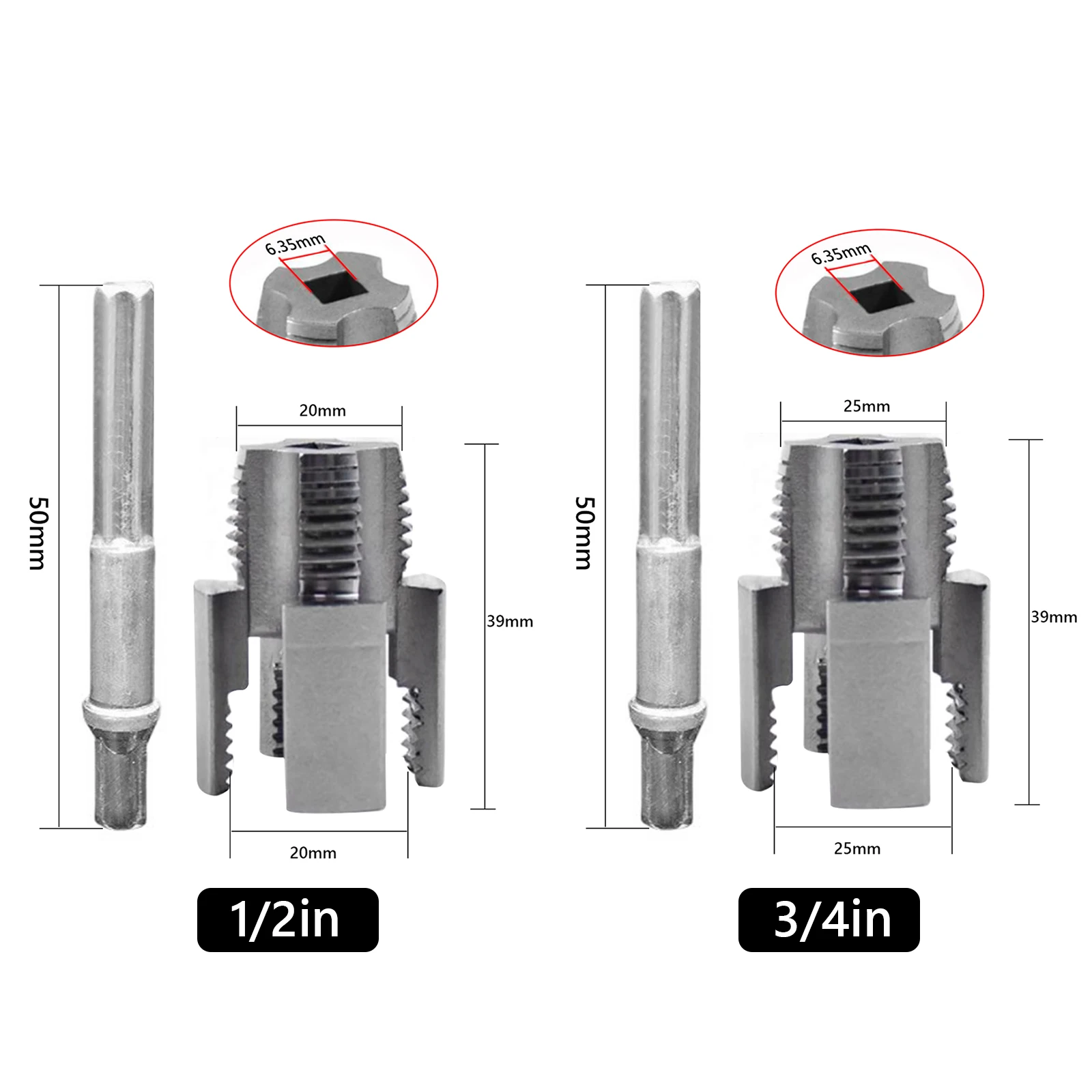Ferramenta de corte de rosca de tubo integrada, 1/2 3/4 polegadas, pvc, ferramenta de rosqueamento de tubo, broca elétrica compatível com reparo doméstico