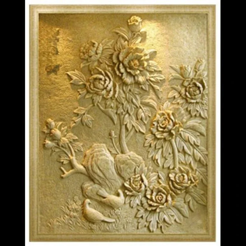 

Artificial sandstone TV background wall mural coffee shop villa relief painting European style European and American wall