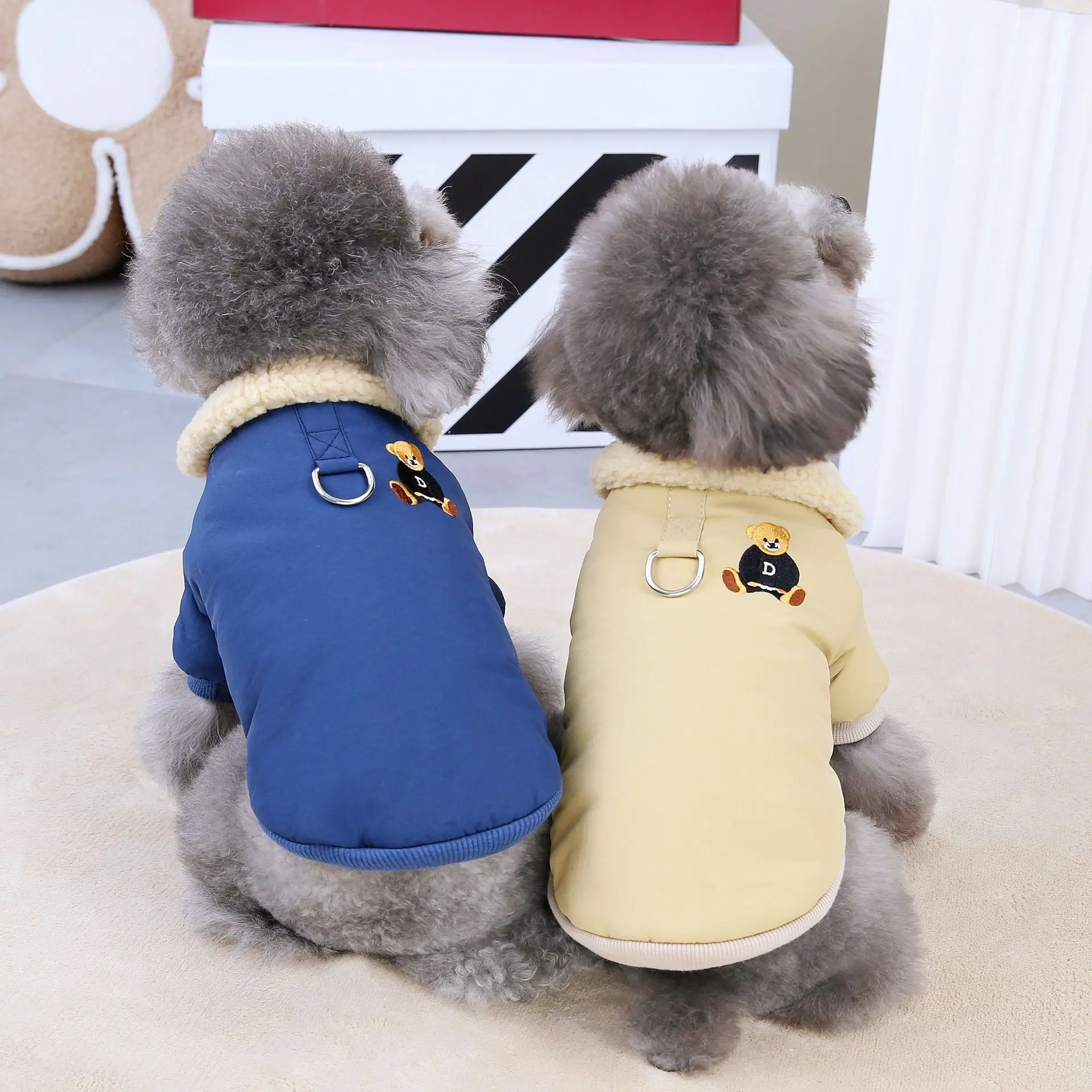 

Dog clothes autumn and winter thick style small dog handsome casual traction cotton clothes cat clothes bear cotton clothes clot