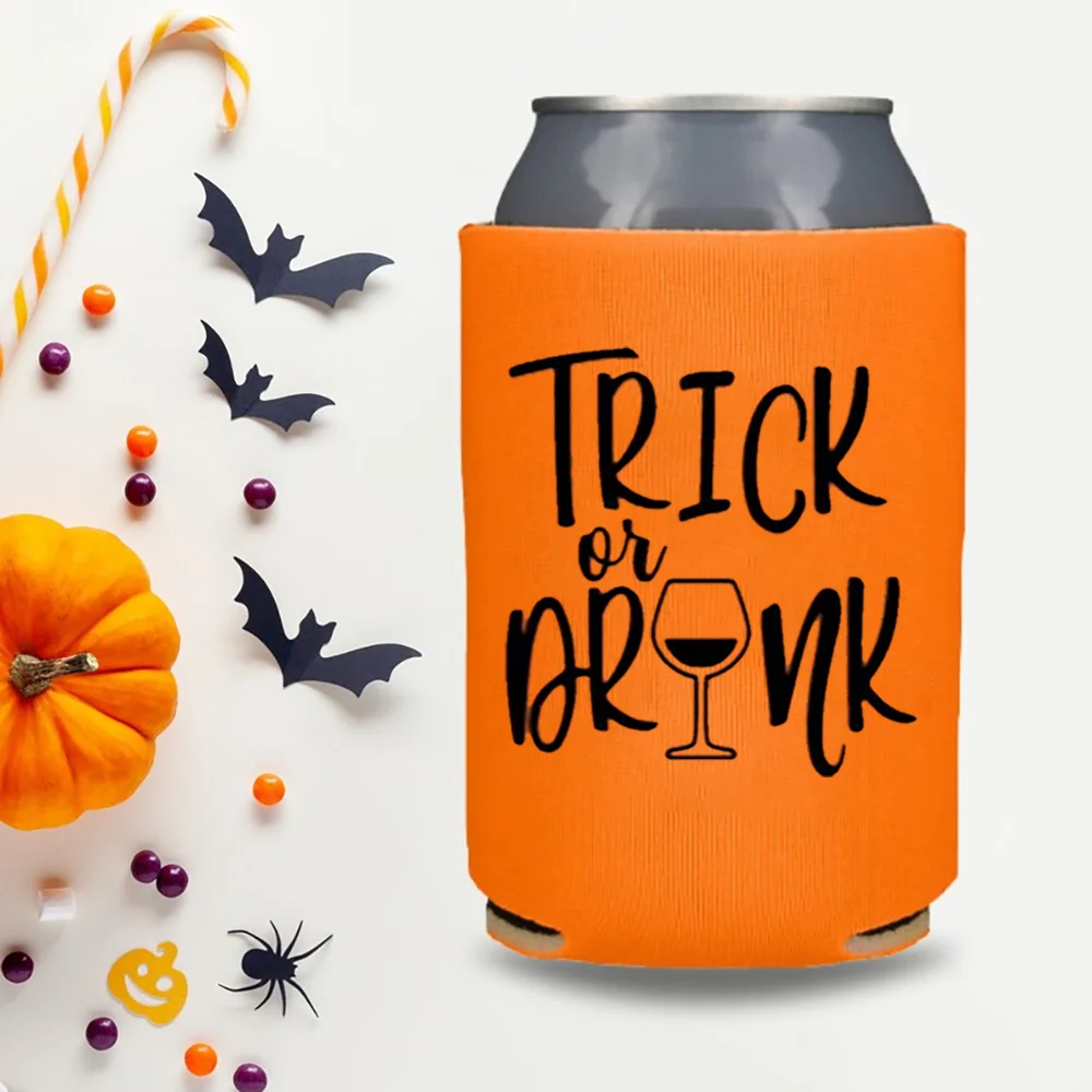 

5 Pcs Halloween Party Can Cooler Trick or Drink Fall Holiday Gifts Horror Season Supplies Home Kitchen Accessories Cup Sleeve