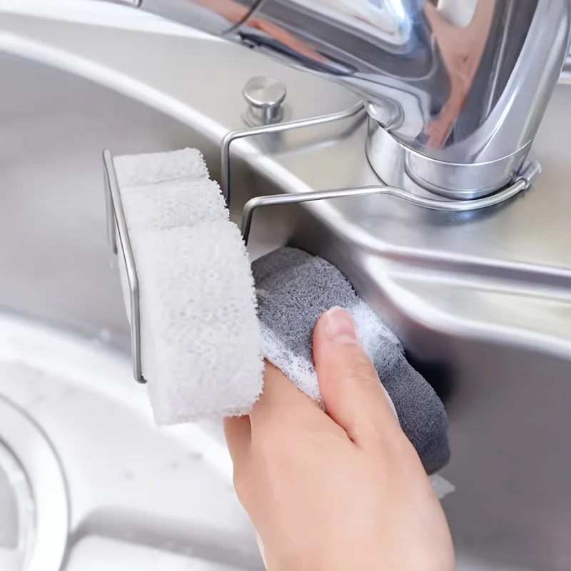 Kitchen Sink Sponge and Steel Organizer Rack Stainless Steel