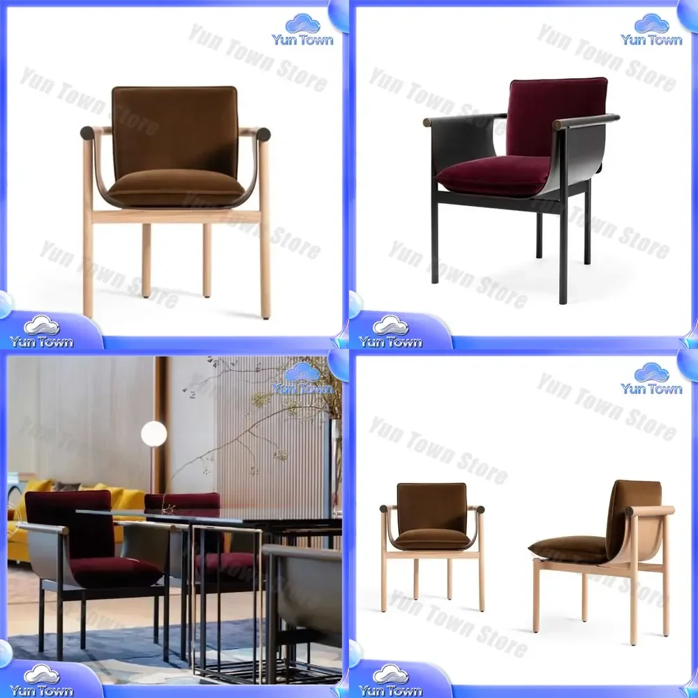 Silla de Comedor Fendi Totu de Diseño Italiano, Silla Acolchada Tipo Sillín para el Hogar, Sala de Reuniones de Lujo Ligero con Reposabrazos, Cómoda