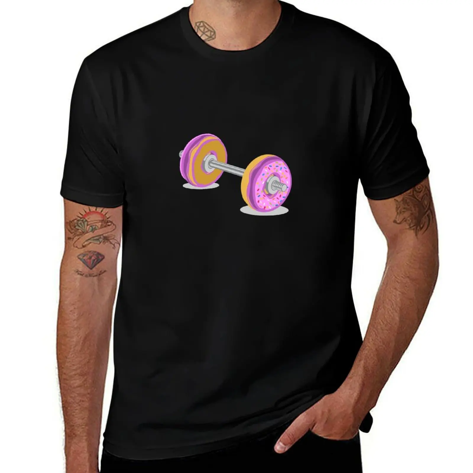 Donut, dumbbell, weightlifting T-Shirt UV Protection Outdoor Tee Shirt