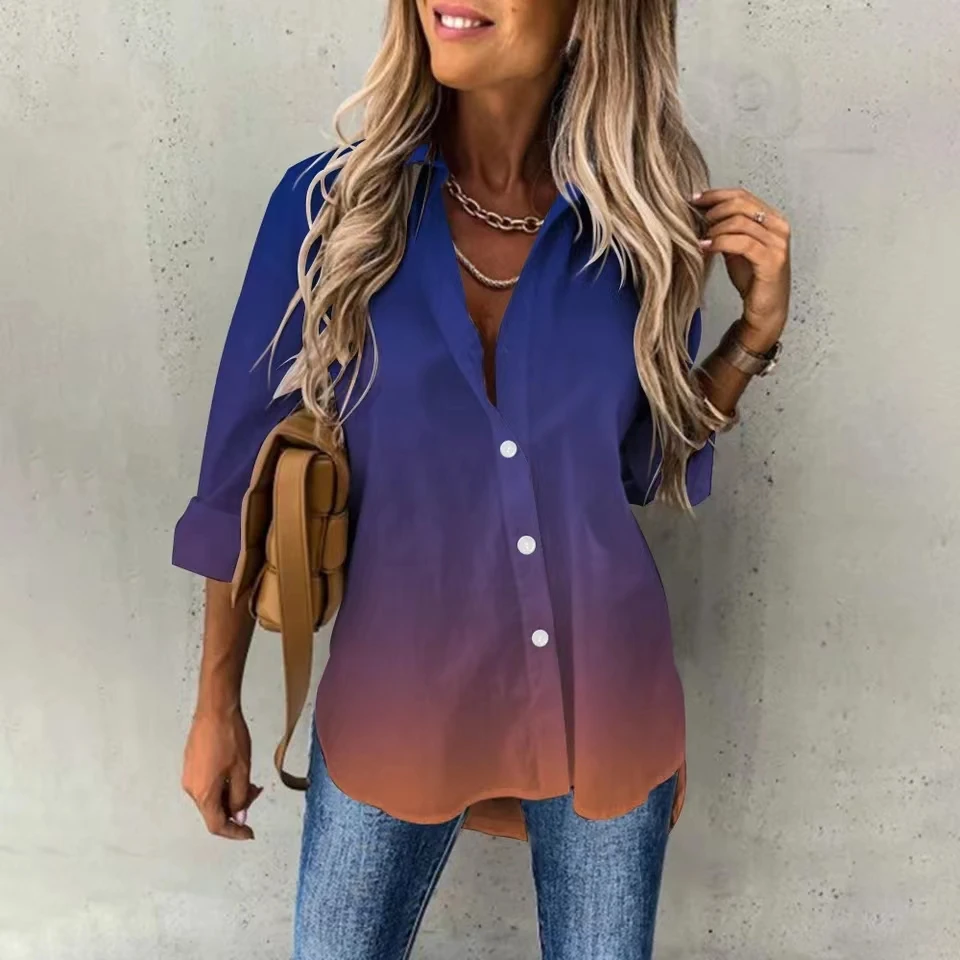 Women\'s Casual Shirt Small Fresh Fashionable Street Button Down Shirt Elegant Comfortable Long Sleeved Loose Office Clothing