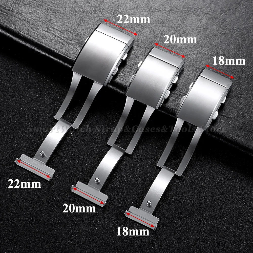 ตัวล็อคสายนาฬิกา 18 มม. 20 มม. 22 มม. สแตนเลส 316L ปรับได้ ปุ่มนาฬิกาแบบด้าน ตัวล็อคโลหะแบบยืดได้ อุปกรณ์เสริมนาฬิกา