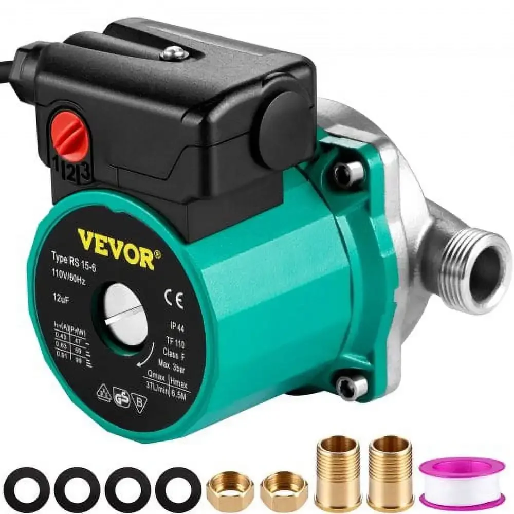 

Hot Water Recirculating Pump, 93W 110V Water Circulator Pump, Automatic Start Circulating Pump NPT 3/4" w/Brass Fittings