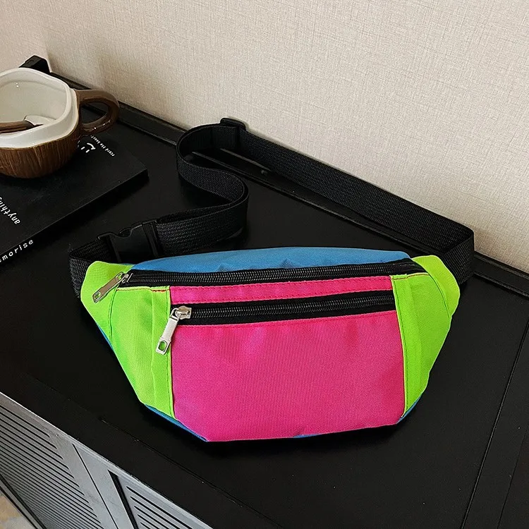

Adjustable Large Capacity Lightweight Nylon Mini Fanny Pack Zipper Closure Urban Style Bright Color Sports Fitness Travel Chest