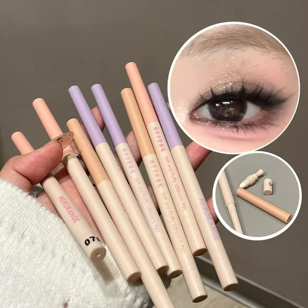 Matita per ombretto baco da seta sdraiato marrone arancione opaco Champagne Glitter Penna per eyeliner inferiore Crema schiarente Evidenziatore Trucco per occhi