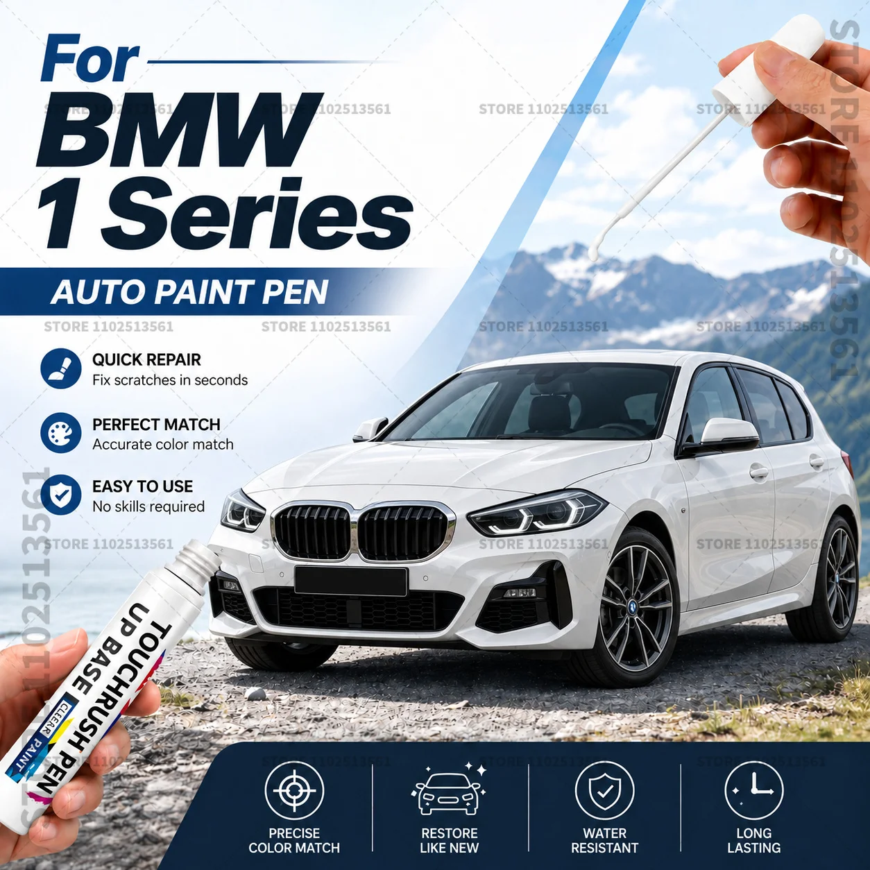 Car Scratch Remover Paint Pen Touch Up Marker for Auto Body Repair Door Bumper Fender Accessories For BMW 1 Series White Black