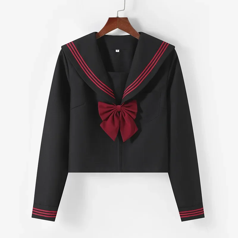 BLACK Orthodox College Style Japanese Korean Student School Uniform JK Uniform Girl Anime Cosplay Sailor Suit Class Top Skirts