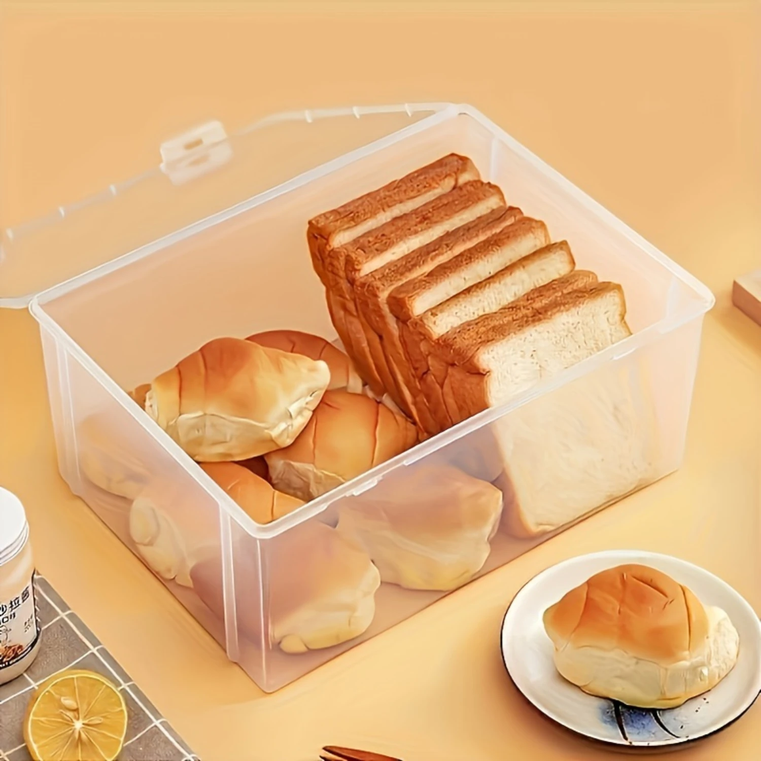 

Extra-Large Clear Plastic Bread Box With Easy Flip Lid - Keeps Food Fresh Longer, Freezer Safe