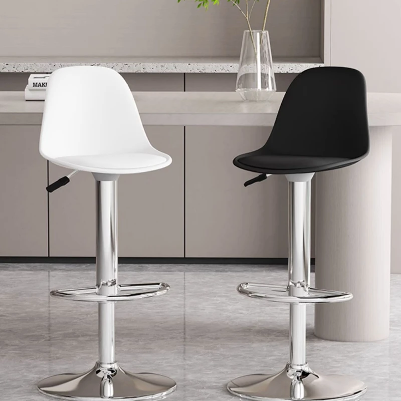 

Design Salon Bar Stools Nordic Reception Office High Living Room Rotating Bench Plastic Black Sillas Chaises De Salon Furniture