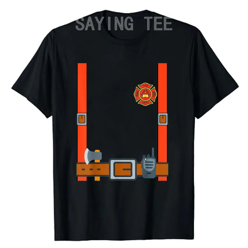 Feuerwehrmann Halloween DIY Feuerwehruniform Lazy Kostüm Anzieh-T-Shirt Y2k Fantastisches Feuerwehrmann-Grafik-T-Shirt Persönlichkeits-Streetwear – Detail 13
