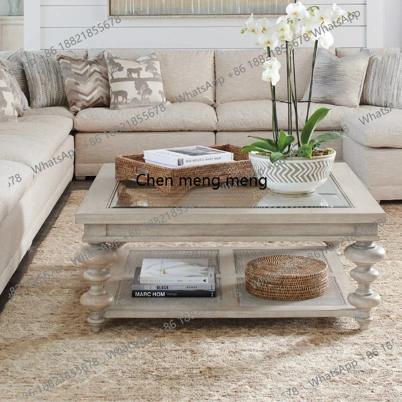 American-Style Solid Wood Coffee Table So Easy So Beauty Manchurian Ash Square Coffee Table