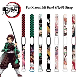 Demon Slayer Tanjirou Strap for Mi Band 4 3 5 6 Creative Anime Graffiti Silicone Sports Bracelet Replacement High Quality Strap