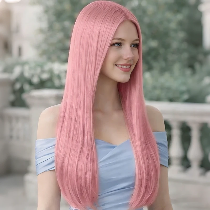 

28-дюймовый женский розовый синтетический парик можно носить на каждый день. Универсальный натуральный пушистый дизайн для музыкального фестиваля Хэллоуина