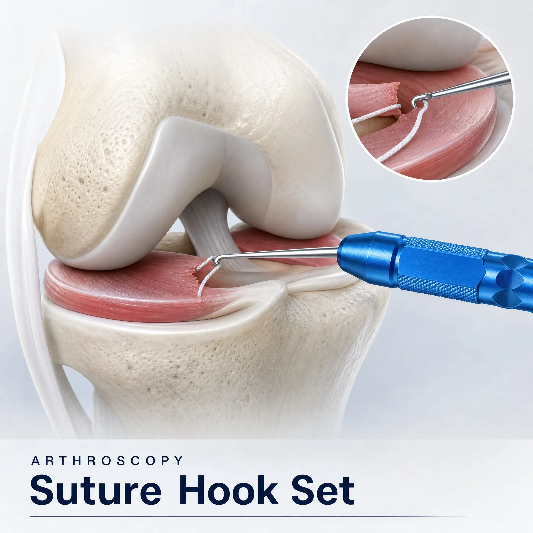 Stainless Steel  Suture Hook Set Shoulder Repair Surgical Lasso Passing Retrieval Kit