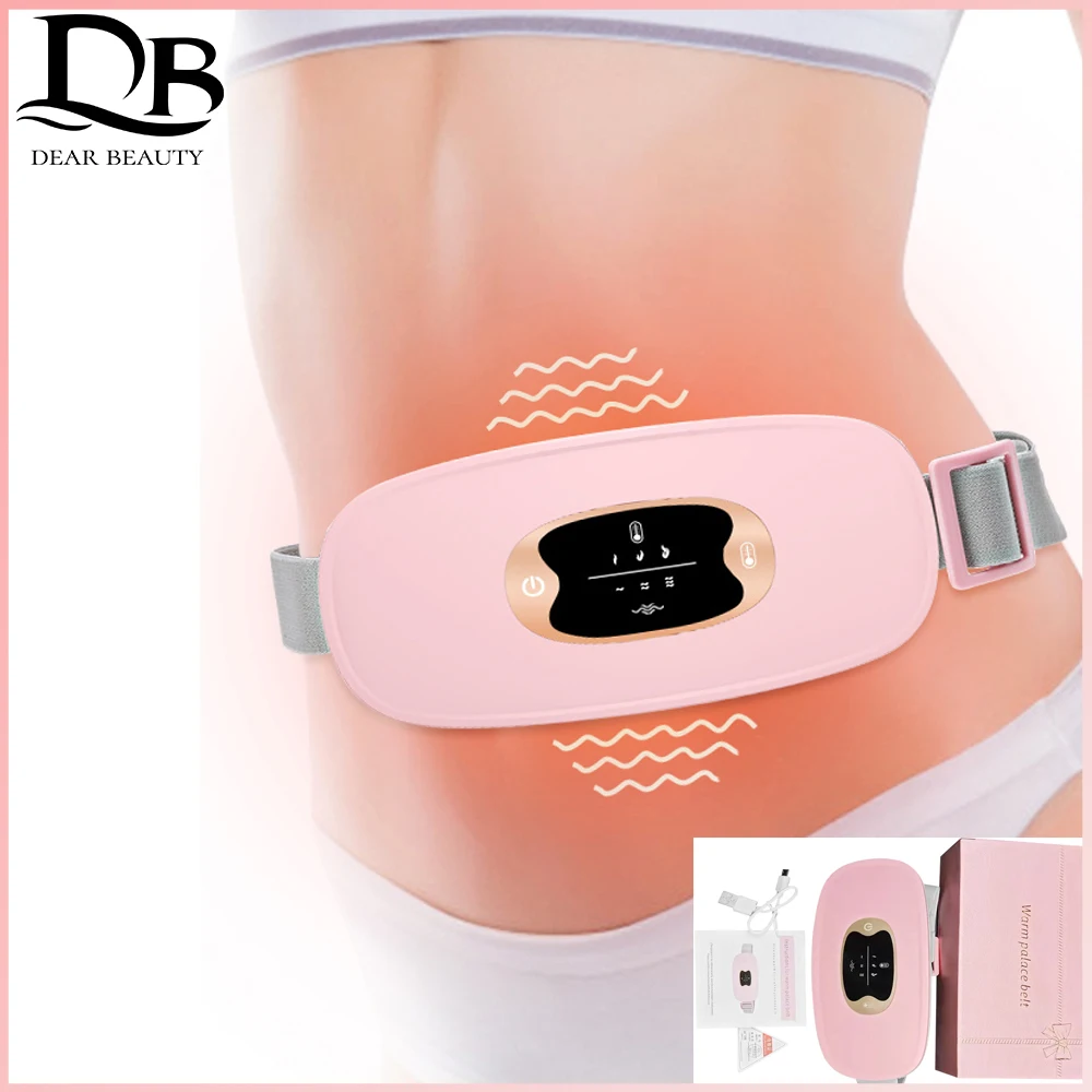 Warm Uterine Hot Compress Massager Abdomen Waist Relieve Menstrual Pain Belt Girls Ladies Health Care Three-speed USB Charging