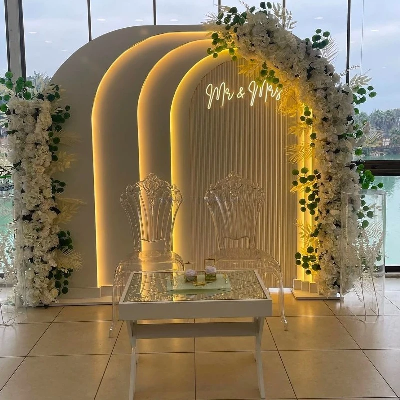 Wedding event decorative background arched white acrylic PVC background event PVC arched stage background decorative supplies