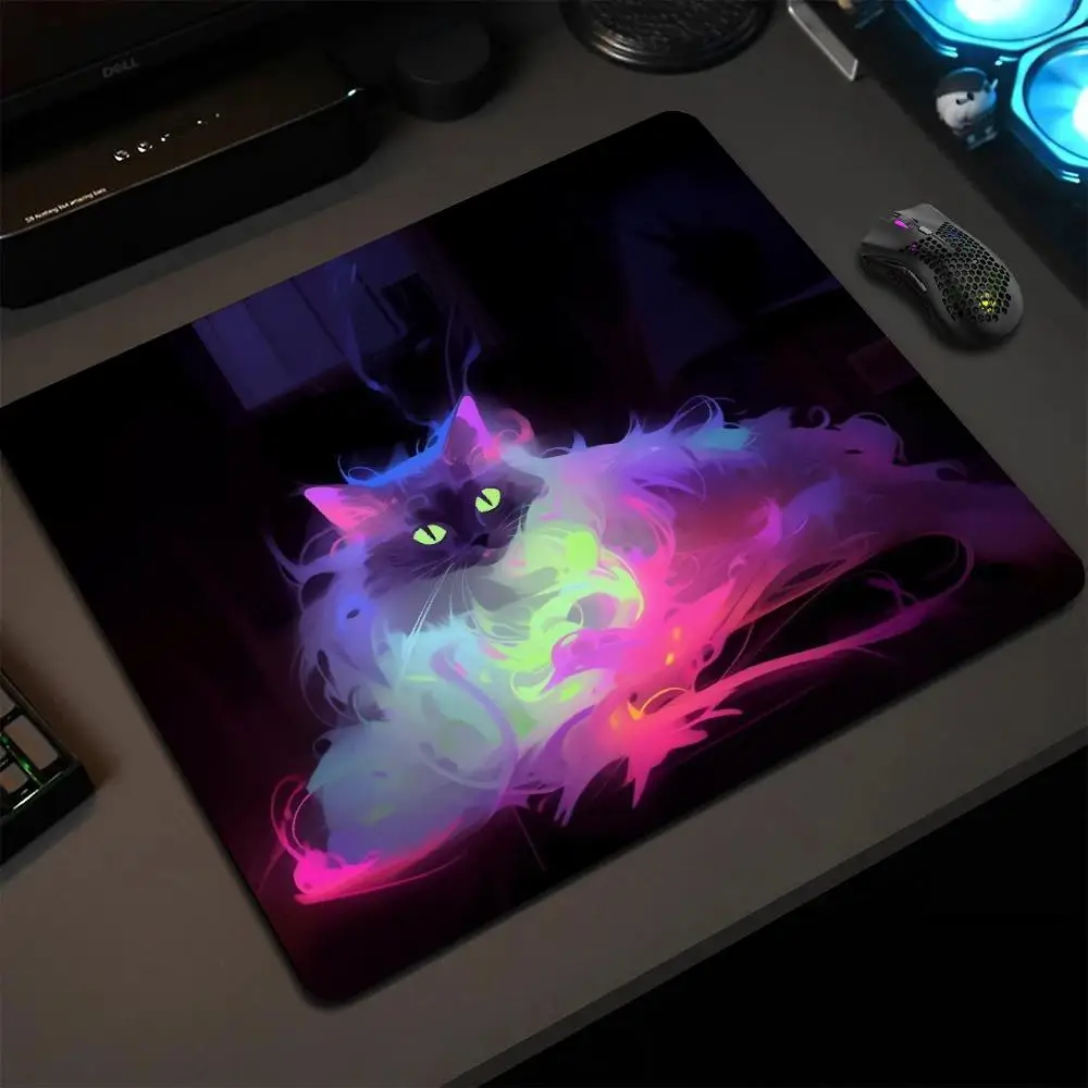 

Glowing Kitten Small Mouse Pad Gaming Laptops Mousepad Gamer Carpet Keyboard Mat Desk Protector Anime Cartoon Mause Pads 18X22CM