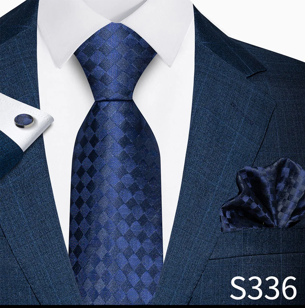 Hochwertiges 8-cm-Krawatten-Einstecktuch-Set für Herren, schwarz, blau gestreift, Hochzeitsgeschenk, Krawatte, Anzug-Accessoires, passend für den Arbeitsplatz – Detail 37