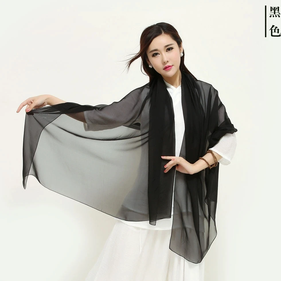 

Большой женский шарф из 100% шелка, мягкий однотонный шарф из чистого шелка, элегантные женские шарфы, весна-лето, шелковые шали 180x110 см