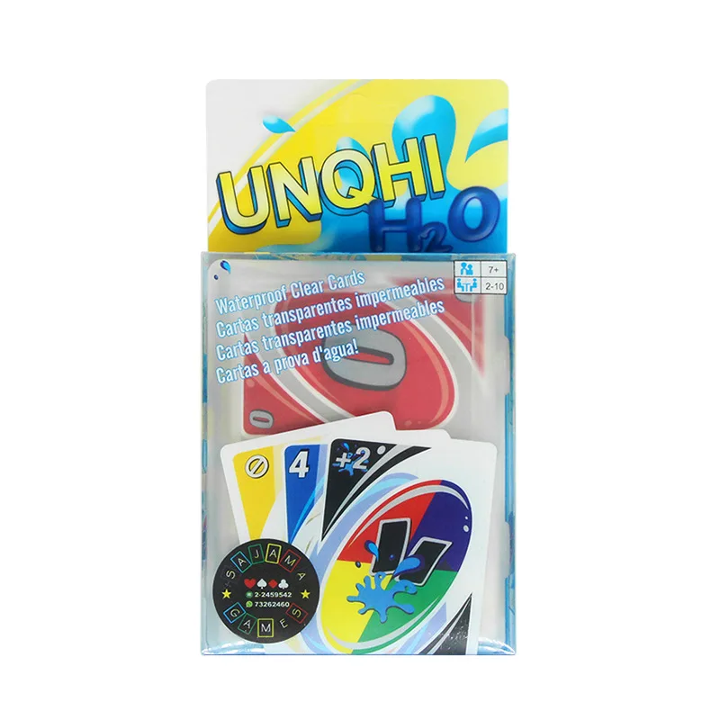 Board Games UNO H2O Card Game WaterProof Pressure Proof PVC Plastic Transparent Kids Toys Playing Cards Halloween Birthday Gifts