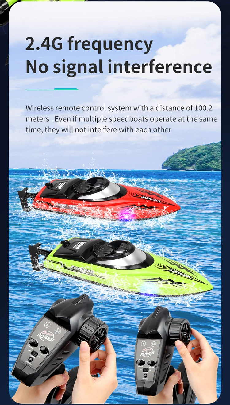 2022 Newest HJ811 2.4G RC High Speed racing Boat 20km/h Waterproof Speedboat 200ms Model Electric professional ship Toys boy