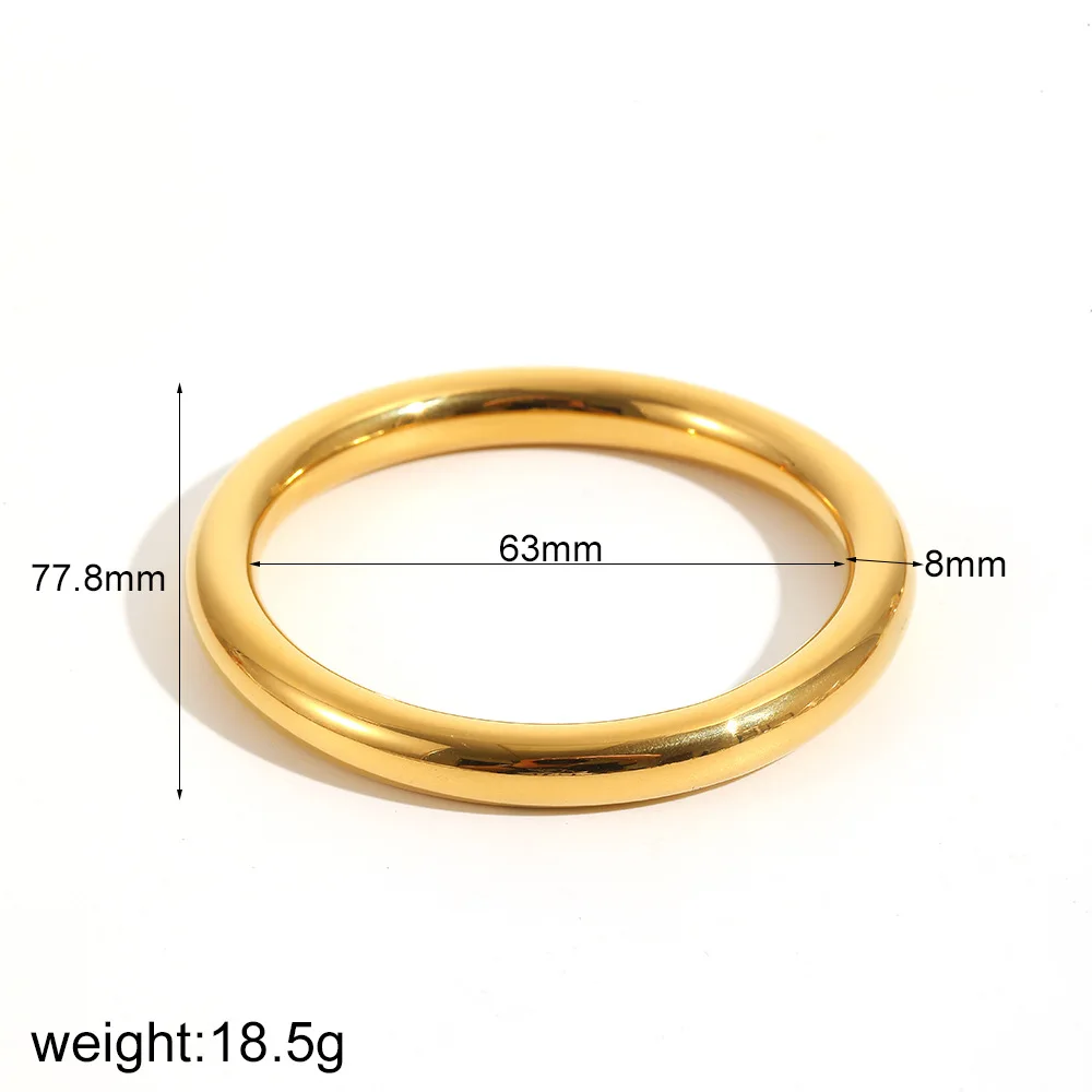 Ins 18K Gold Plated Stainless Steel Round Hallow Bangle Bracelet For Women Summer Jewelry Gift Waterproof Hypoallergenic