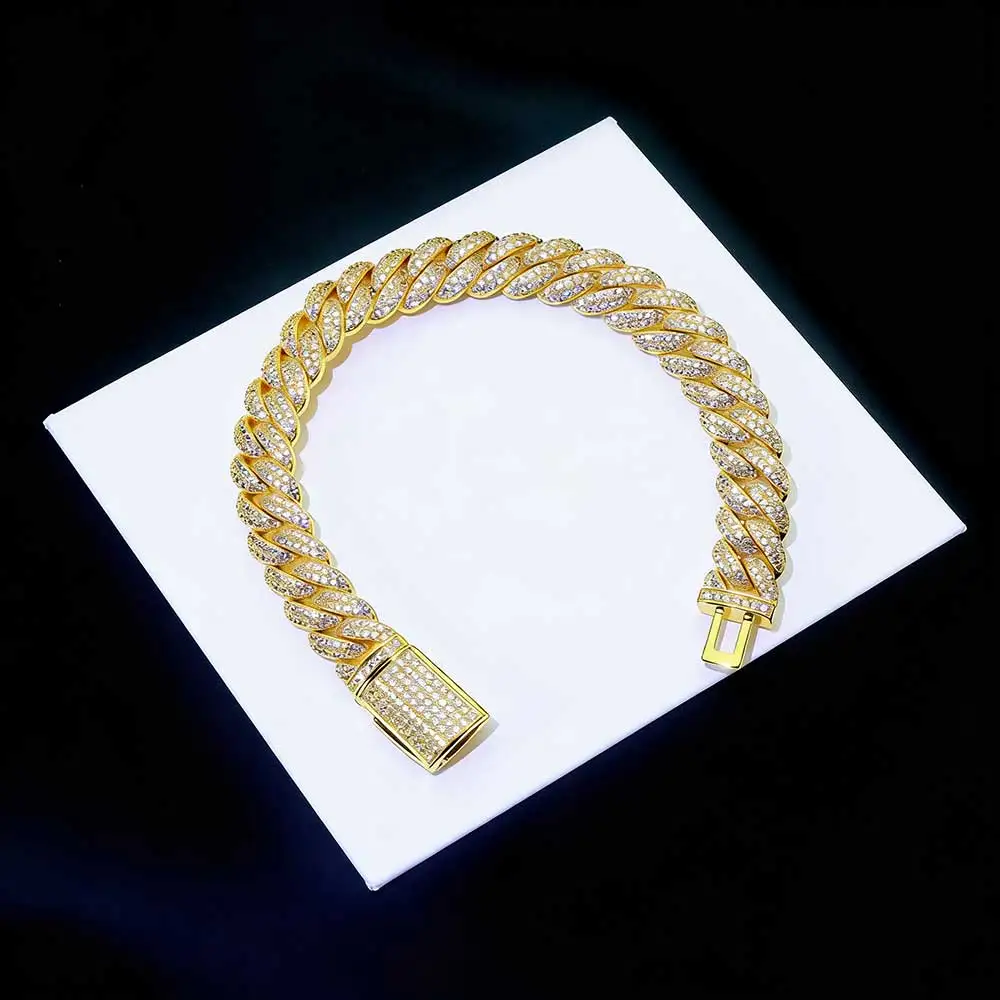 

Nuoya Iced Out Cuban Bracelet For Men Woman 10MM Width Cubic Zirconia Cuban Chain Hip Hop Luxury Jewelry Wholesale
