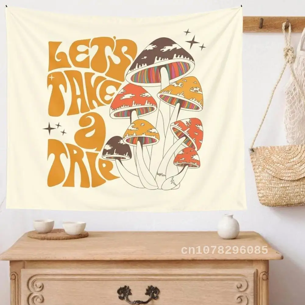 FantasyDecor Mushroom Tapestry Wall Hanging for Girls Room Aesthetic Decor, Abstract Trippy Tapestry Wall Decor for Home Dorm