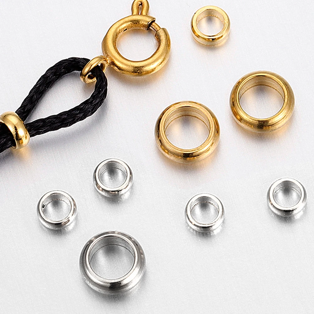 50pcs Gold Color Stainless Steel Spacer Beads for Jewelry Making Round Rondelle Loose Beads for Bracelets Findings Making DIY