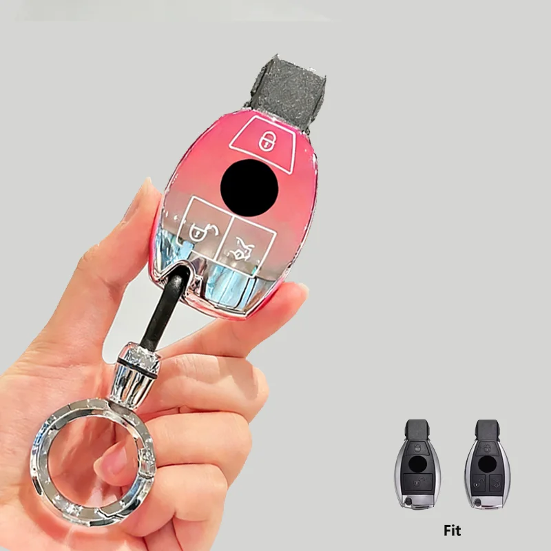 Pink Tpu for Mercedes Benz A B G R Class GLA GLK W176 W204 W251 W463 3 Button Remote Car Key Case Cover Fob Accessories view 2